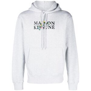 MAISON KITSUNE Logo Patch Hoodie Men GREY Sweaters & Cardigans